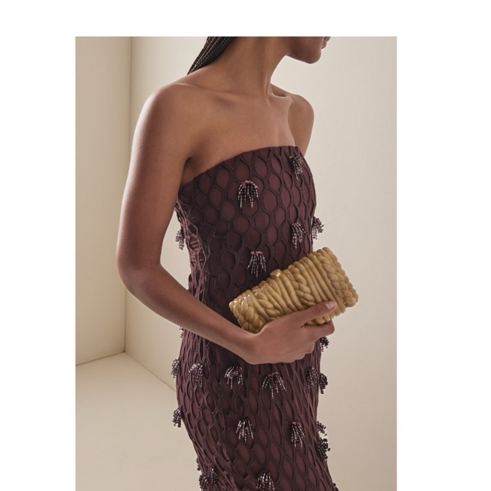 Cult Gaia Helene Clutch Cream Quilted Chain-Handle Shoulder Bag - Picture 3 of 6